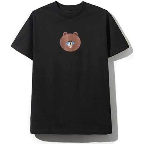 NWT Men's Anti Social Social Club x Line Friends Brown Bear T-Shirt black large